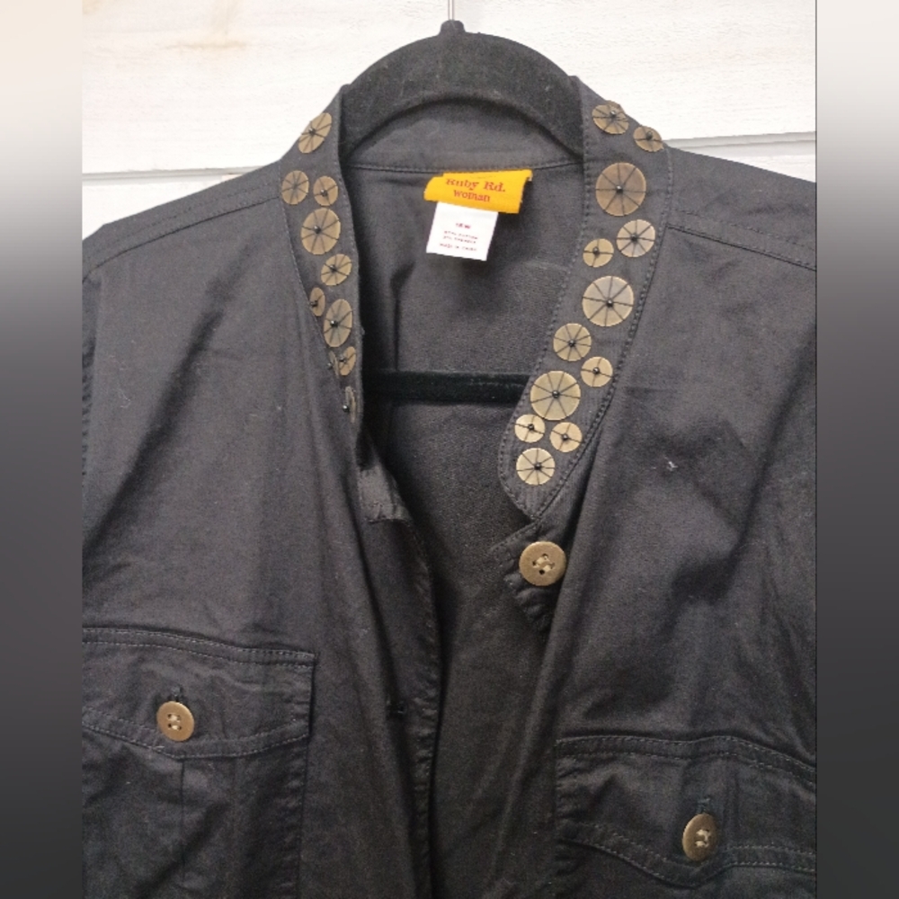 Ruby Rd. Black Wild Safari Blazer - Size 16W - Picture 2 of 7